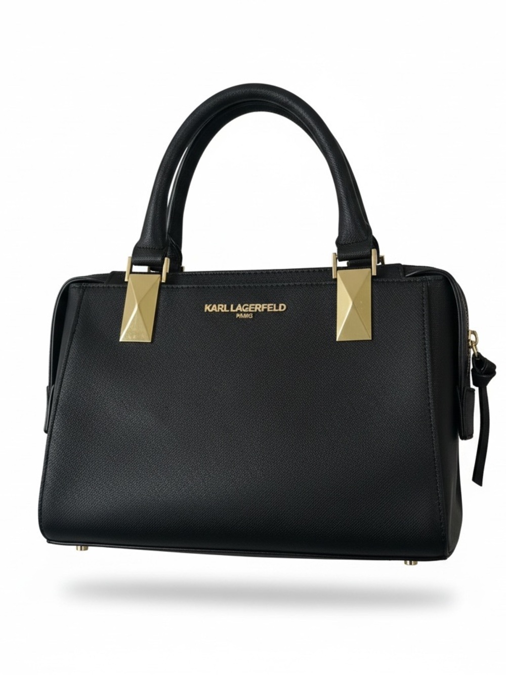 Karl Lagerfeld Black Satchel with Gold-Tone Hardware